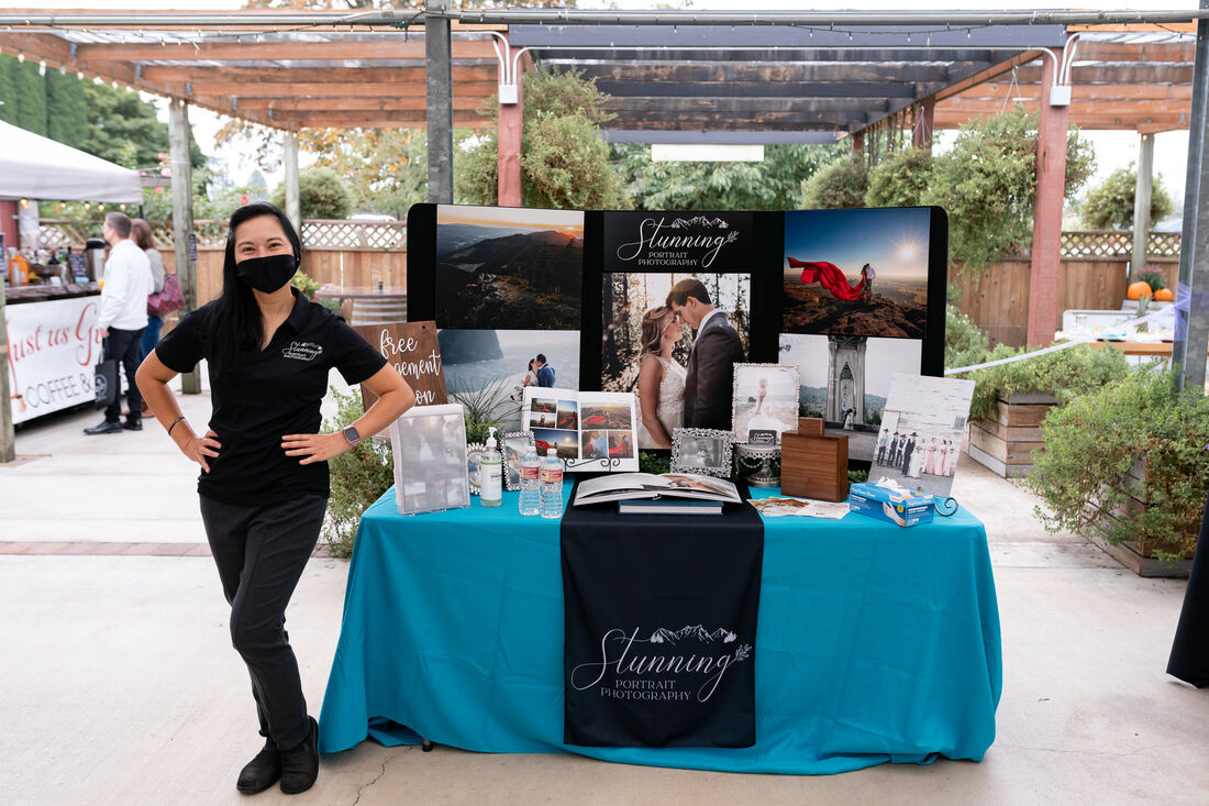 Stunning Portrait Photography at the 2020 Willamette Valley Wedding Professionals Wedding Showcase at Log House Garden at Willow Lake.